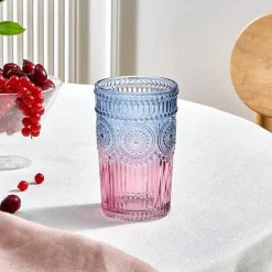 Karaca Sunflower Trinkglas 332 ml, Blau Rosa Blau01