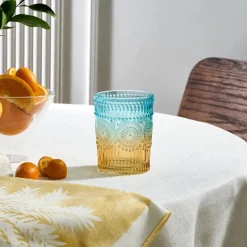 Karaca Sunflower Wasserglas 250 ml, Blau Gelb Sale