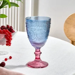 Karaca Sunflower Weinglas 314 ml, Blau Rosa Blau01 Outlet