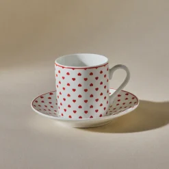 Karaca Sweet Love für 2 Personen Kaffeetasse, 90 ml Weıß Rot New