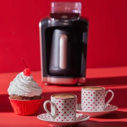 Karaca Sweet Love für 2 Personen Kaffeetasse, 90 ml Weıß Rot New