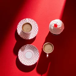 Karaca Sweet Love für 2 Personen Kaffeetasse, 90 ml Weıß Rot New