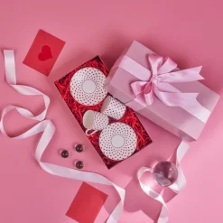 Karaca Sweet Love für 2 Personen Kaffeetasse, 90 ml Weıß Rot New