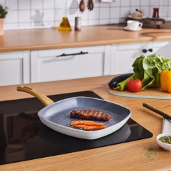 Karaca Swiss Crystal 28 cm Induktions Grillpfanne, Creamy Creme01 Sale