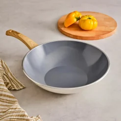 Karaca Swiss Crystal 28 Cm Induktion Wok-Pfanne, Creme Creme01