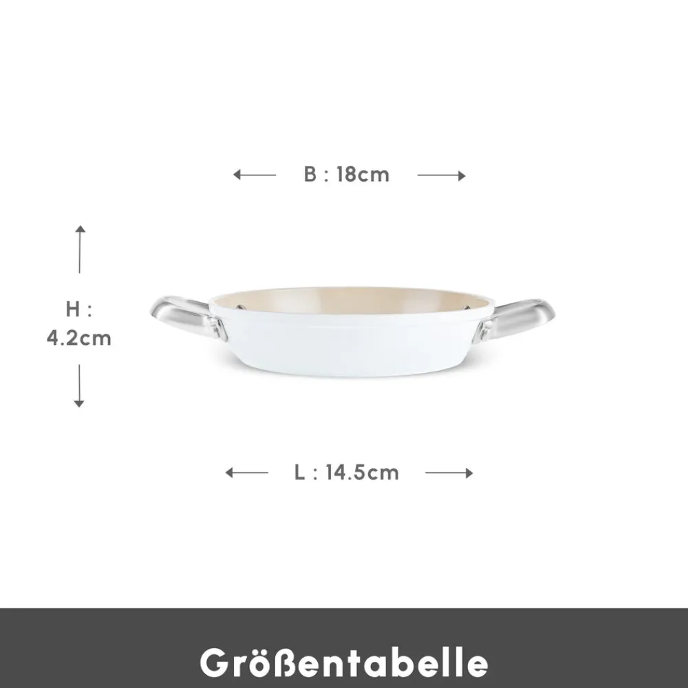 Karaca Swiss Crystal Almond Cream Handle Flache Pfanne 18 cm Creme01 New
