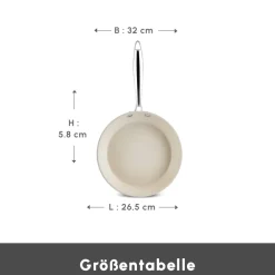 Karaca Swiss Crystal Almond Cream Pfanne mit Edelstahlgriff 32 cm Creme01 New