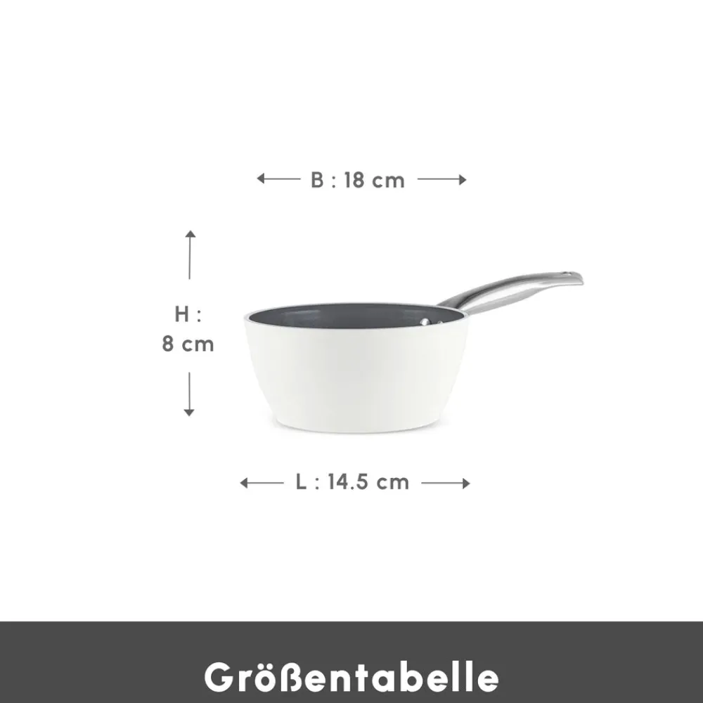 Karaca Swiss Crystal Almond Cream Stielkasserolle mit Edelstahlgriff 18 cm Creme01 New