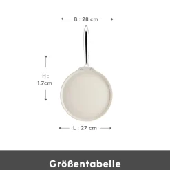 Karaca Swiss Crystal Almond Cream Pfannkuchenpfanne mit Edelstahlgriff 28 cm Creme01 Clearance