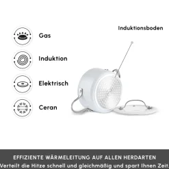 Karaca Swiss Crystal Almond Cream Kasserolle mit Edelstahlgriff 18 cm Creme01 Outlet