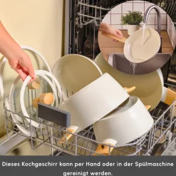 Karaca Swiss Crystal Almond Cream Induktionsfähiges 7-teiliges Töpfe-Set Creme01 Best