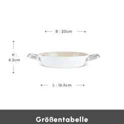 Karaca Swiss Crystal Almond Cream Handle Flache Pfanne 20 cm Creme01 Clearance