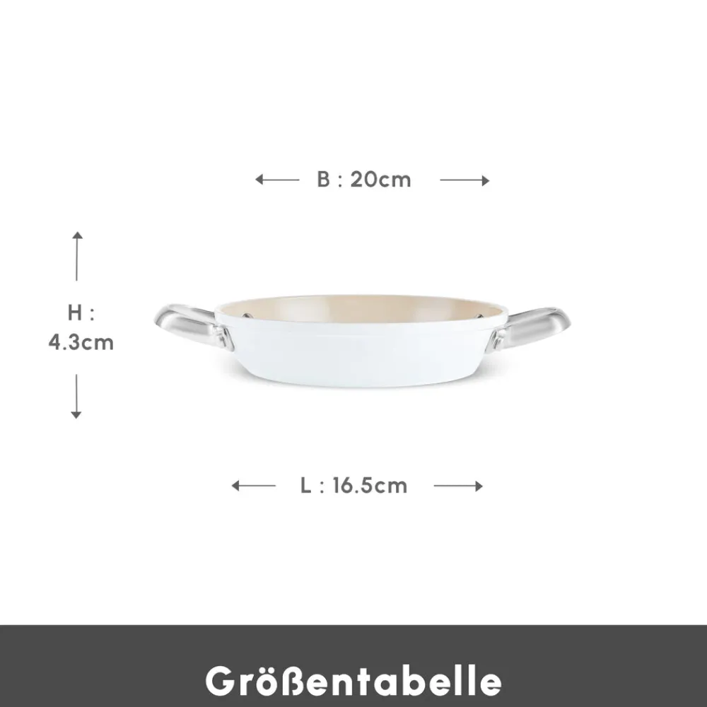 Karaca Swiss Crystal Almond Cream Handle Flache Pfanne 20 cm Creme01 Clearance