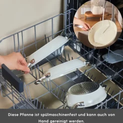 Karaca Swiss Crystal Almond Cream Handle Flache Pfanne 20 cm Creme01 Clearance
