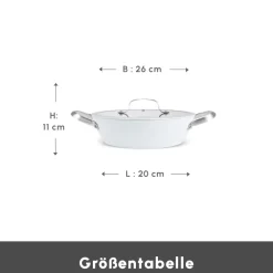 Karaca Swiss Crystal Almond Cream Handle Flache Kasserolle 26 cm Creme01 Best