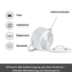 Karaca Swiss Crystal Almond Cream Handle Flache Kasserolle 26 cm Creme01 Best