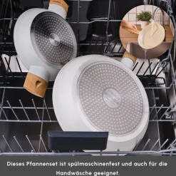 Karaca Swiss Crystal Almond Cream, Pfannen Set, Induktion Creme01 Hot