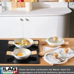 Karaca Swiss Crystal Almond, 6 teiliges Schmortopf Set, Induktion Creme Sale
