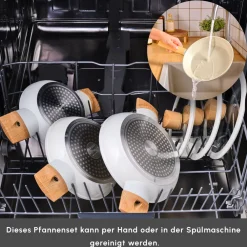 Karaca Swiss Crystal Almond, 6 teiliges Schmortopf Set, Induktion Creme Sale