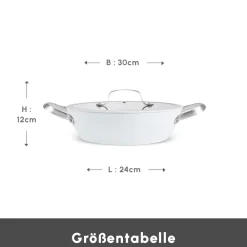 Karaca Swiss Crystal Almond Cream Handle Flache Kasserolle 30 cm Creme01 Online