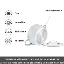 Karaca Swiss Crystal Almond Cream Handle Flache Kasserolle 30 cm Creme01 Online