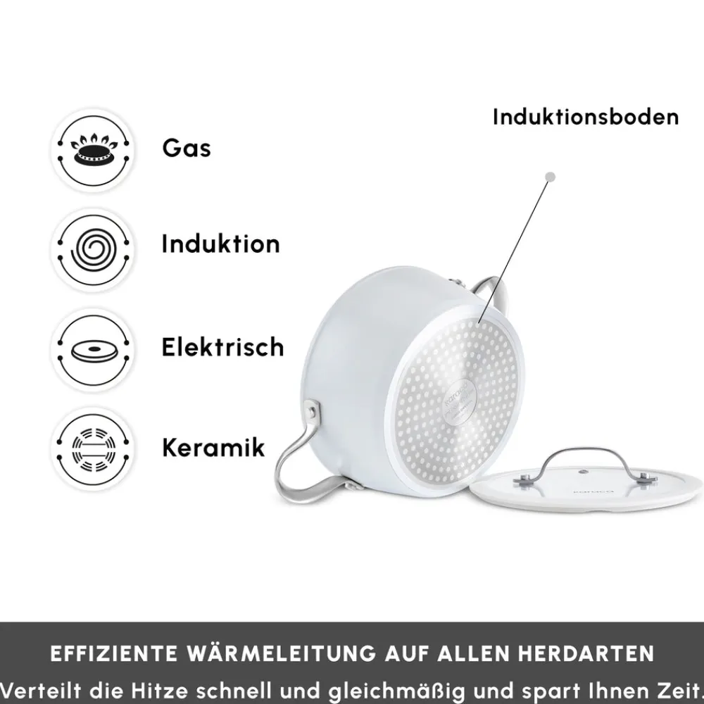 Karaca Swiss Crystal Almond Cream Handle Flache Kasserolle 30 cm Creme01 Online
