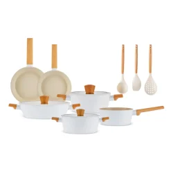 Karaca Swiss Crystal Almond 12-teiliges Kochgeschirr-Set Cream New