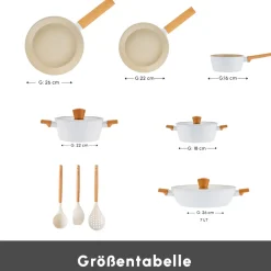 Karaca Swiss Crystal Almond 12-teiliges Kochgeschirr-Set Cream New