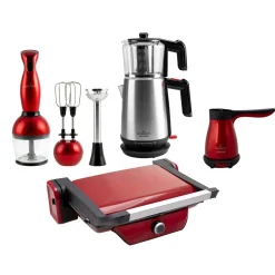 Karaca 4-teiliges Küchenkleingeräte Redgold Heiratsset Rot Gold Discount