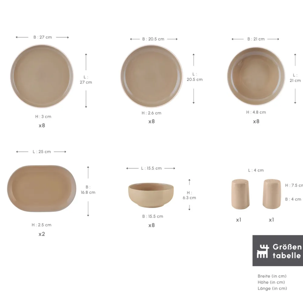 Karaca Terra 36-Teiliges 8-Personen Geschirrset Creme Creme01 Online