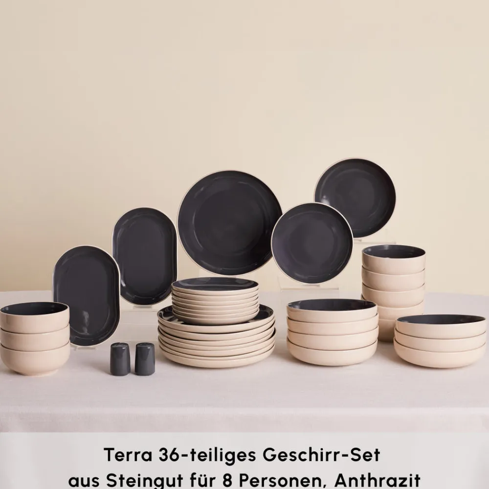 Karaca Terra 36-Teiliges 8-Personen Geschirrset Anthrazit Anthracıt01 Sale