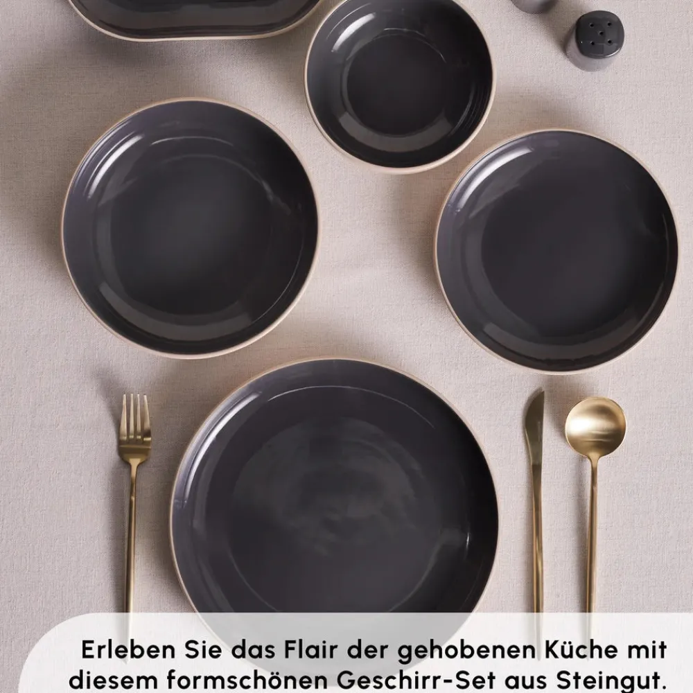 Karaca Terra 36-Teiliges 8-Personen Geschirrset Anthrazit Anthracıt01 Sale