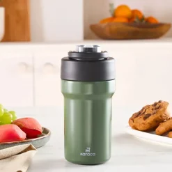Karaca Thermosteel Camping 2-in-1 Edelstahl-Thermosflasche 450 ml Khaki Clearance