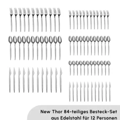 Karaca Thor Elegance Besteckset , 84 teilig, 12 Personen Platın Clearance