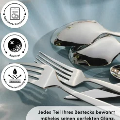 Karaca Thor Elegance Besteckset , 84 teilig, 12 Personen Platın Clearance