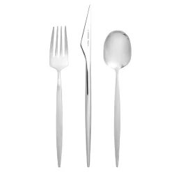 Karaca Thor Tafelbesteck- Set Gabel, Löffel und Messer für 12 Personen, 84- teilig, Elegance mit Box Platın Outlet