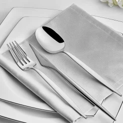 Karaca Thor Tafelbesteck- Set Gabel, Löffel und Messer für 12 Personen, 84- teilig, Elegance mit Box Platın Outlet
