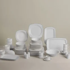 Karaca Timeless Square Geschirr-Set für 12 Personen, 84-teilig Gold Sale