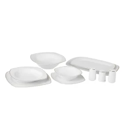 Karaca Timeless 59-teiliges Porzellan Halb-Quadratisches Dinner-Set für 12 Personen, Gold Hot