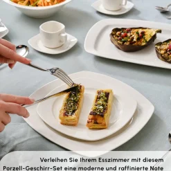 Karaca Timeless White Square Geschirr-Set für 12 Personen, 84 Teilig Weıß New
