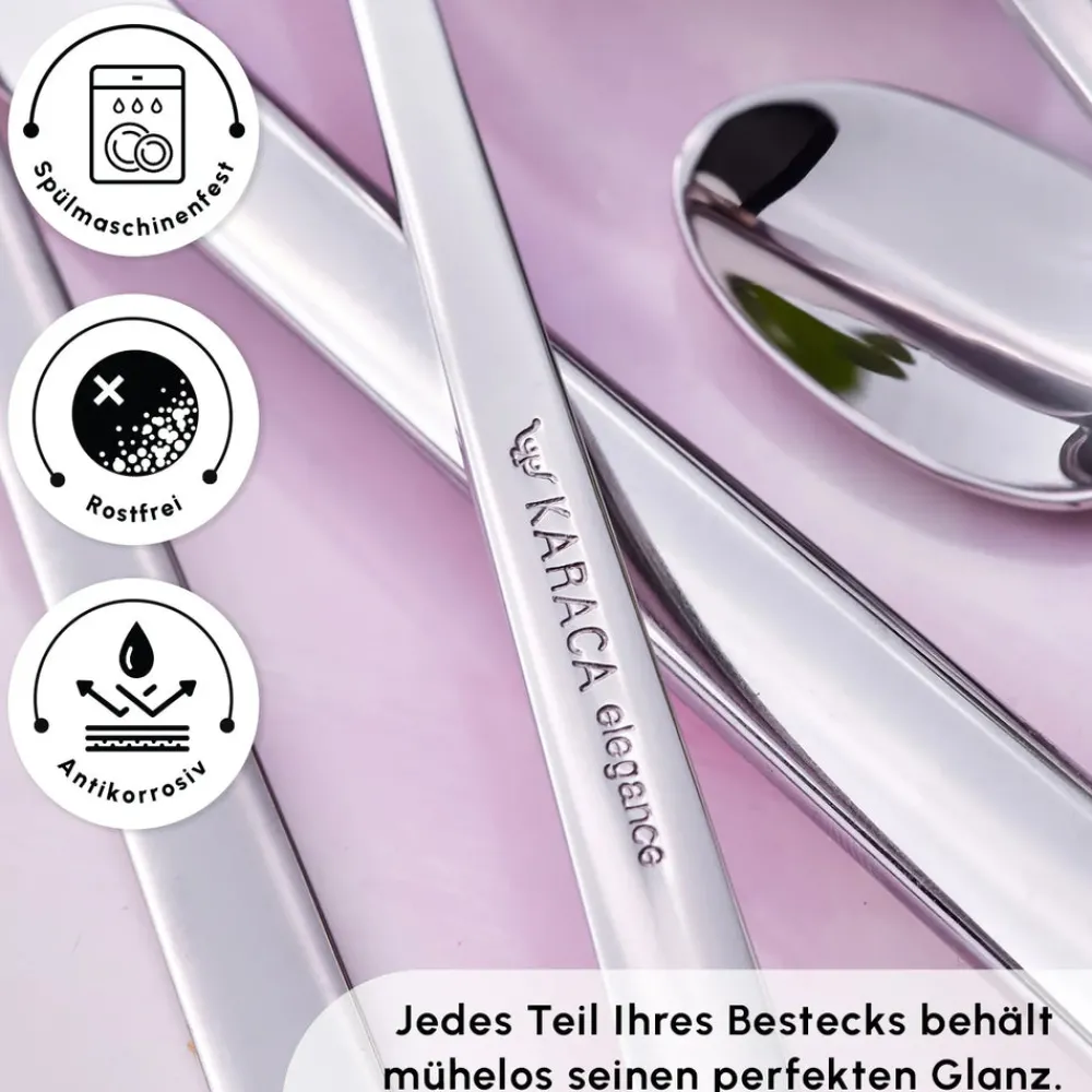 Karaca Tivoli 60-teiliges Besteck-Set für 12 Personen Rosa01 Discount