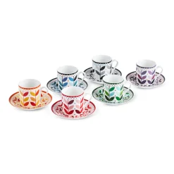 Karaca Tracy 12-teiliges Bone China Espresso Türkisch-Kaffeetassen-Set für 6 Personen, 80 ml, Mehrfarbig Gold Outlet
