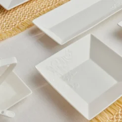 Karaca Trend Emboss Quadrat Frühstücksset und Servierschalen, 32 Teilig Weıß01 Discount