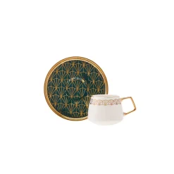 Karaca Verde 12-teiliges Porzellan Espresso Türkischer Kaffeetassen-Set für 6 Personen, 100 ml, Mehrfarbig Grün01 Clearance