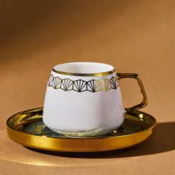 Karaca Verde 12-teiliges Porzellan Espresso Türkischer Kaffeetassen-Set für 6 Personen, 100 ml, Mehrfarbig Grün01 Clearance