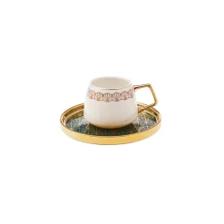 Karaca Verde 12-teiliges Porzellan Espresso Türkischer Kaffeetassen-Set für 6 Personen, 100 ml, Mehrfarbig Grün01 Clearance