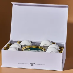 Karaca Verde 12-teiliges Porzellan Espresso Türkischer Kaffeetassen-Set für 6 Personen, 100 ml, Mehrfarbig Grün01 Clearance