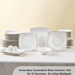 Karaca Vesta 12 Personen Geschirrset, 52 Teilig Gold Discount