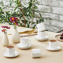 Karaca Vezir 6 Personen Kaffeetassen-Set 80 ml Weıß01 New