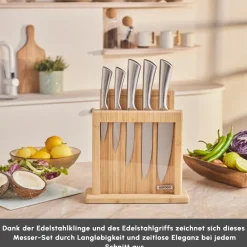 Karaca Vigor 7-teiliges Messerset und Schneidebrett Holz03 Clearance